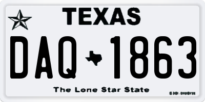 TX license plate DAQ1863