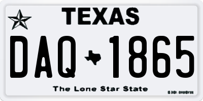 TX license plate DAQ1865