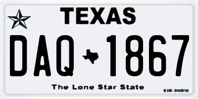 TX license plate DAQ1867