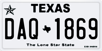TX license plate DAQ1869