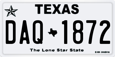TX license plate DAQ1872