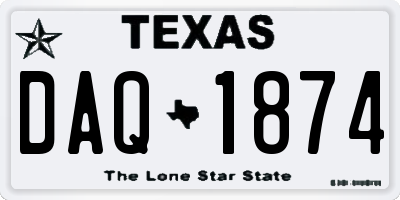 TX license plate DAQ1874
