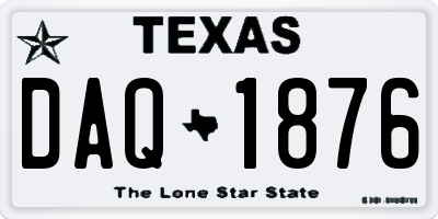 TX license plate DAQ1876
