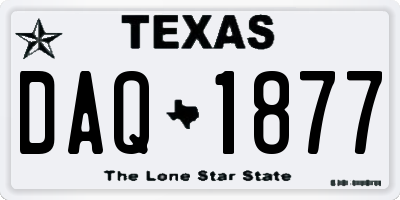 TX license plate DAQ1877