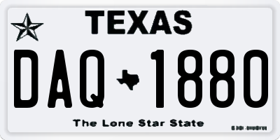 TX license plate DAQ1880