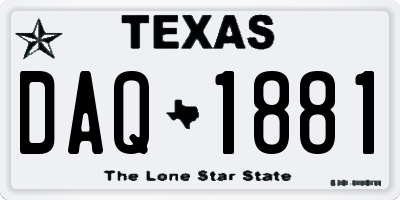 TX license plate DAQ1881