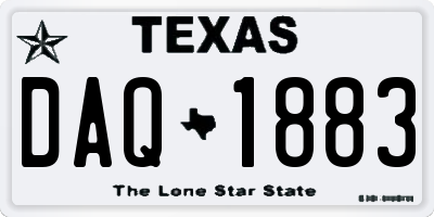 TX license plate DAQ1883