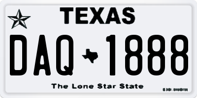 TX license plate DAQ1888