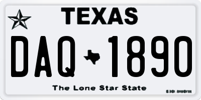 TX license plate DAQ1890