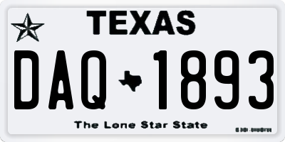 TX license plate DAQ1893