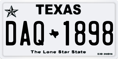 TX license plate DAQ1898