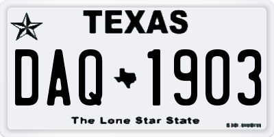 TX license plate DAQ1903