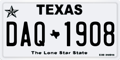TX license plate DAQ1908