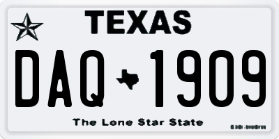 TX license plate DAQ1909