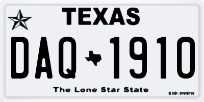 TX license plate DAQ1910