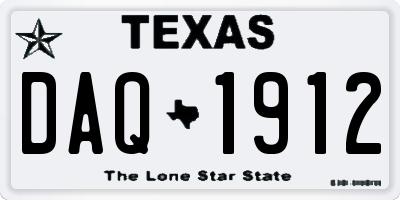 TX license plate DAQ1912