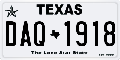 TX license plate DAQ1918