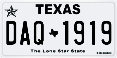 TX license plate DAQ1919