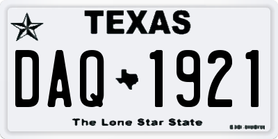 TX license plate DAQ1921