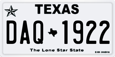 TX license plate DAQ1922