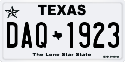 TX license plate DAQ1923