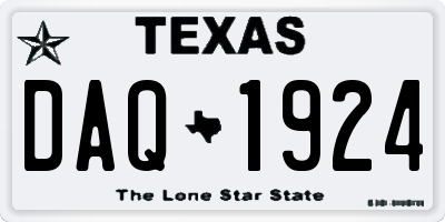 TX license plate DAQ1924