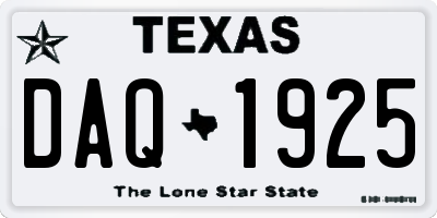 TX license plate DAQ1925