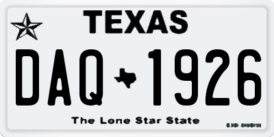 TX license plate DAQ1926