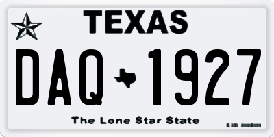 TX license plate DAQ1927