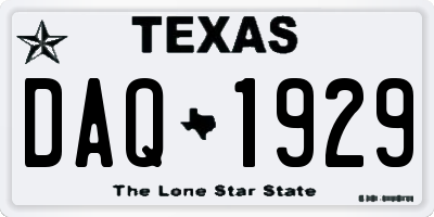 TX license plate DAQ1929