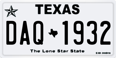 TX license plate DAQ1932