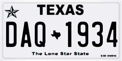 TX license plate DAQ1934
