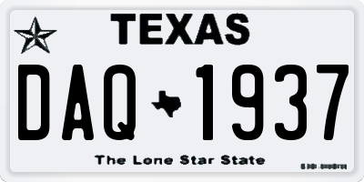 TX license plate DAQ1937