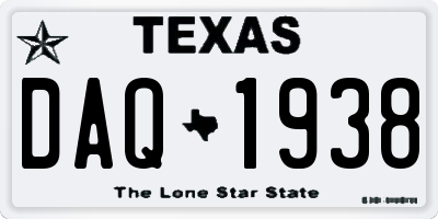 TX license plate DAQ1938
