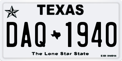 TX license plate DAQ1940