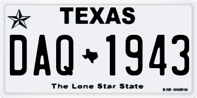 TX license plate DAQ1943
