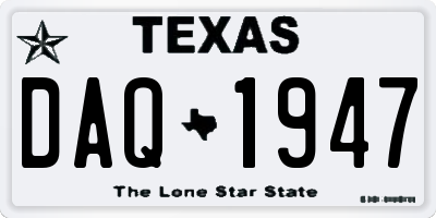 TX license plate DAQ1947