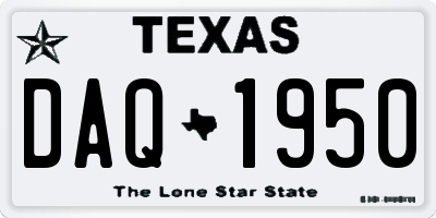 TX license plate DAQ1950
