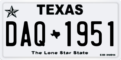 TX license plate DAQ1951