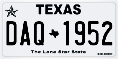 TX license plate DAQ1952