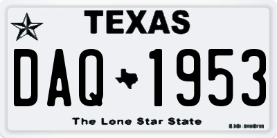 TX license plate DAQ1953