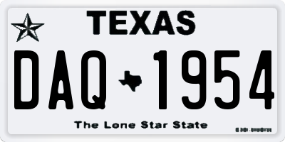 TX license plate DAQ1954