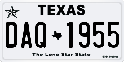 TX license plate DAQ1955
