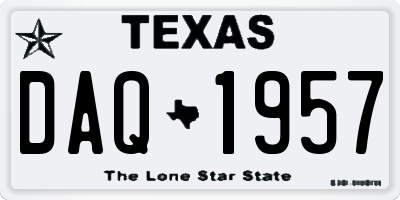 TX license plate DAQ1957