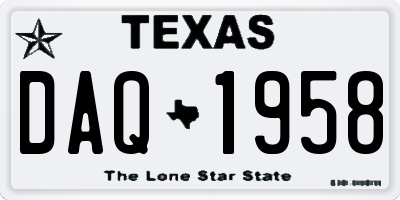 TX license plate DAQ1958