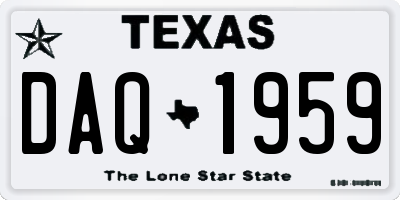 TX license plate DAQ1959