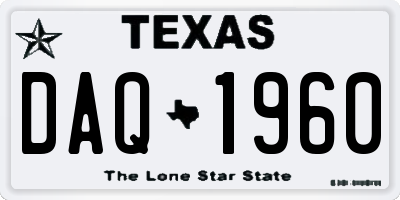 TX license plate DAQ1960