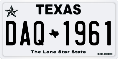 TX license plate DAQ1961