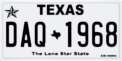 TX license plate DAQ1968