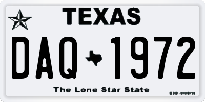 TX license plate DAQ1972